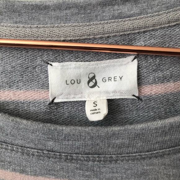 Lou & Grey gray pink stripe long sleeve tee top - Picture 4 of 5